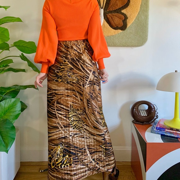 Vintage 60s quilted zebra print maxi skirt XS/S - Picture 3 of 5